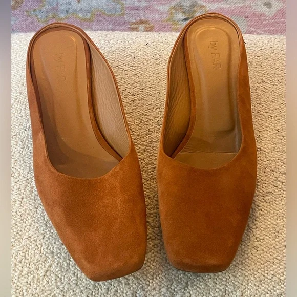 By FAR Maria Suede Mules, Light Brown Size 41 - Picture 3 of 6